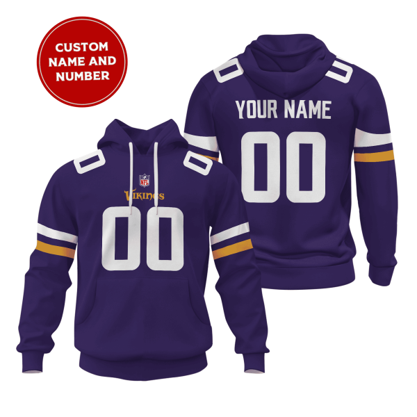 Minnesota Vikings Custom Name And Number 3D Hoodie Style Genxprint