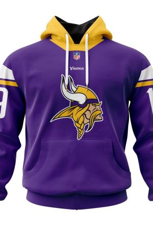 Minnesota Vikings Custom Name and Number Hoodie Style Genxprint