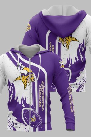 Minnesota Vikings Football Personalized 3D printed Sweatshirt Hoodie Zipped Hoodie Genxprint