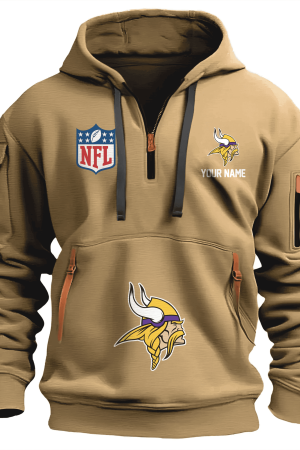 Minnesota Vikings Premium NFL Quarter Zip Hoodie Genxprint