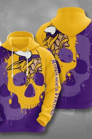 Minnesota Vikings Skull NFL Football Team Hoodie Genxprint