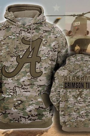 NCAA Alabama Crimson Tide Camouflage 3D Hoodie Genxprint