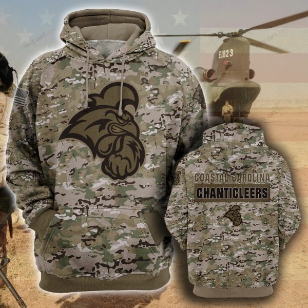 NCAA Coastal Carolina Chanticleers Camouflage 3D Hoodie Genxprint