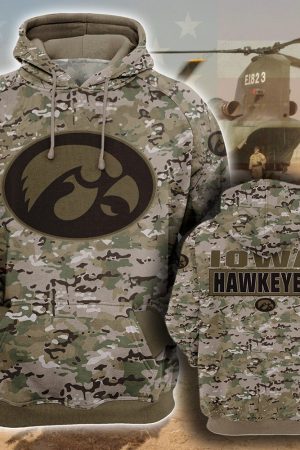 NCAA Iowa Hawkeyes Camouflage 3D Hoodie Genxprint