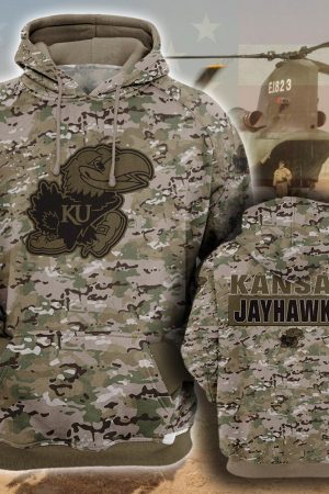NCAA Kansas Jayhawks Camouflage 3D Hoodie Genxprint