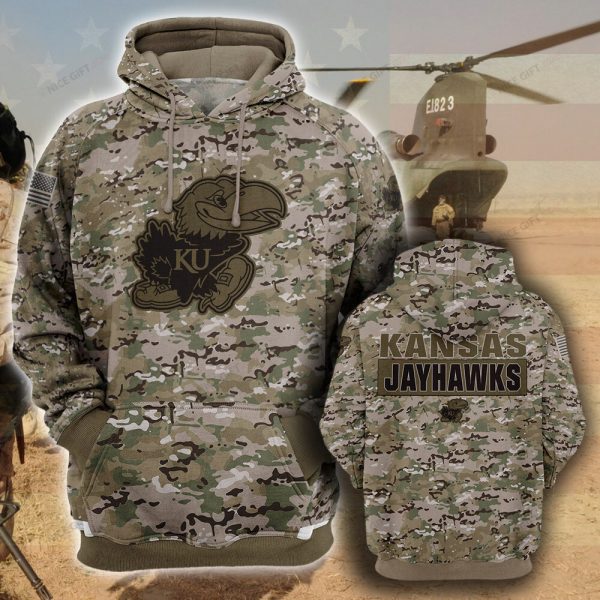 NCAA Kansas Jayhawks Camouflage 3D Hoodie Genxprint