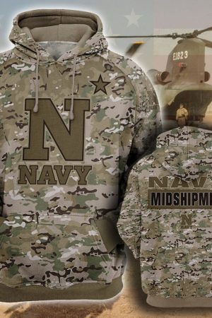 NCAA Navy Midshipmen Camouflage 3D Hoodie Genxprint