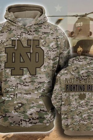 NCAA Notre Dame Fighting Irish Camouflage 3D Hoodie Genxprint