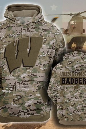 NCAA Wisconsin Badgers Camouflage 3D Hoodie Genxprint