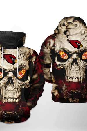 NFL Arizona Cardinals NFL Skull Team Hoodie Genxprint