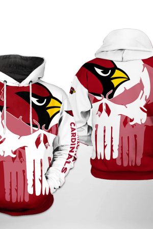 NFL Arizona Cardinals NFL Team Skull Hoodie Genxprint