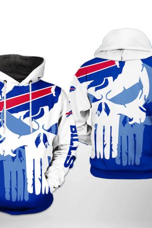 NFL Buffalo Bills NFL Team Skull Hoodie Genxprint