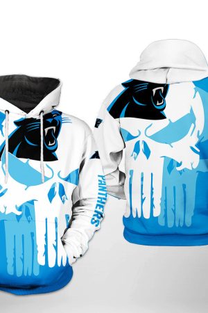 NFL Carolina Panthers NFL Team Skull Hoodie Genxprint