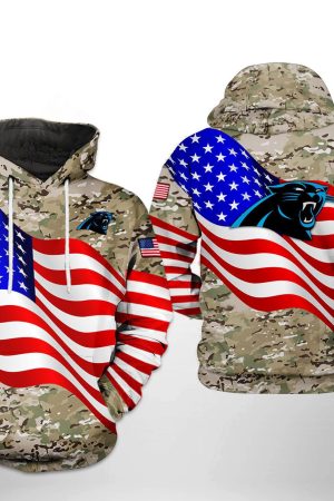 NFL Carolina Panthers NFL US Flag Camo Veteran Team Hoodie Genxprint