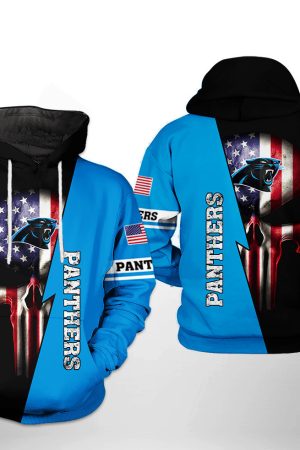 NFL Carolina Panthers NFL US Flag Skull Team Hoodie Genxprint