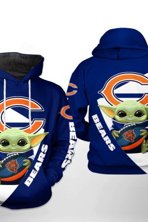 NFL Chicago Bears NFL Baby Yoda Team Hoodie Genxprint