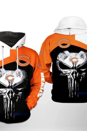 NFL Chicago Bears NFL Skull Punisher Team Hoodie Genxprint