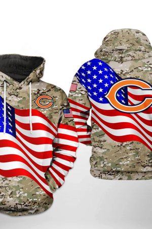 NFL Chicago Bears NFL US Flag Camo Veteran Team Hoodie Genxprint