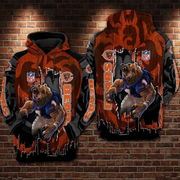 NFL Chicago Bears Nfl Football Camouflage Tiger Hoodie Genxprint