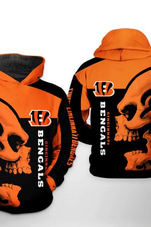 NFL Cincinnati Bengals NFL Skull Hoodie Genxprint