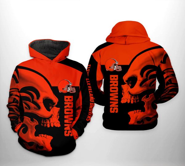 NFL Cleveland Browns NFL Skull Hoodie Genxprint