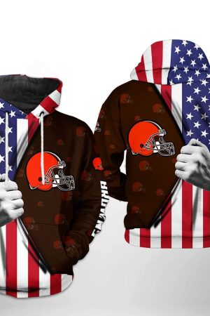 NFL Cleveland Browns NFL US Flag Team Hoodie Genxprint