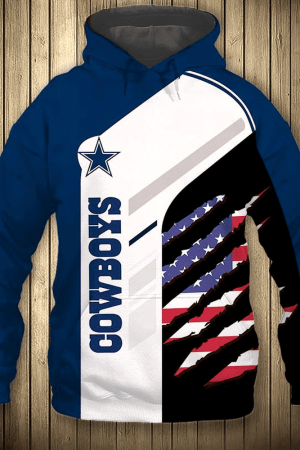 NFL Dallas Cowboys American Flag Hoodie Genxprint