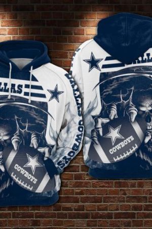 NFL Dallas Cowboys Football Skull Hoodie Genxprint