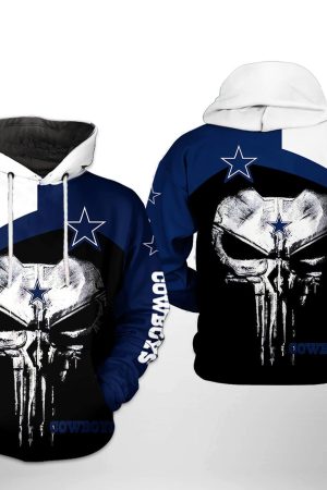 NFL Dallas Cowboys NFL Skull Punisher Team Hoodie Genxprint