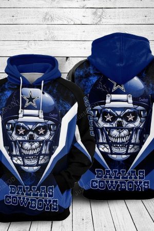 NFL Dallas Cowboys Nfl Football Skull Wearing A Hat Hoodie Genxprint