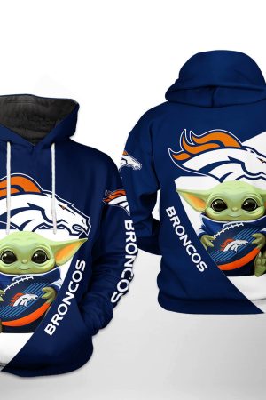 NFL Denver Broncos NFL Baby Yoda Team Hoodie Genxprint