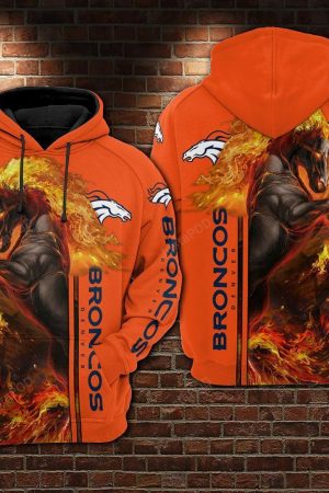 NFL Denver Broncos Nfl Football Fire Hoodie Genxprint