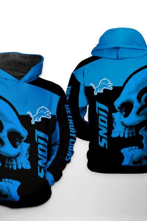 NFL Detroit Lions NFL Skull Hoodie Genxprint