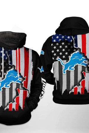 NFL Detroit Lions NFL US Flag Team Hoodie Genxprint