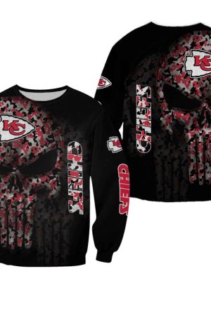 NFL Kansas City Chiefs Skull skull punisher Hoodie Style Genxprint