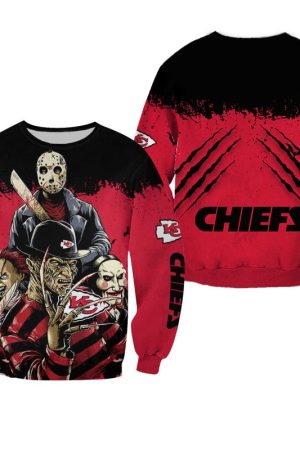 NFL Kansas City Chiefs feat Horror Movie Halloween Hoodie Style Genxprint