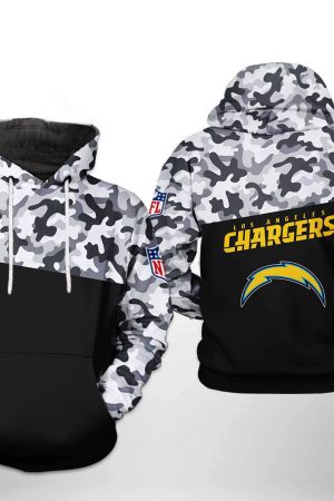 NFL Los Angeles Chargers NFL Camo Veteran Team Hoodie Genxprint
