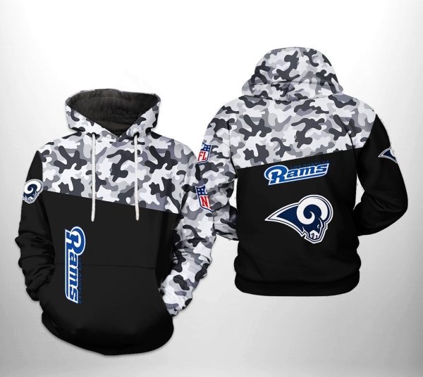NFL Los Angeles Rams NFL Camo Veteran Team Hoodie Genxprint