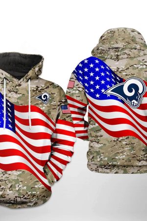 NFL Los Angeles Rams NFL US Flag Camo Veteran Team Hoodie Genxprint