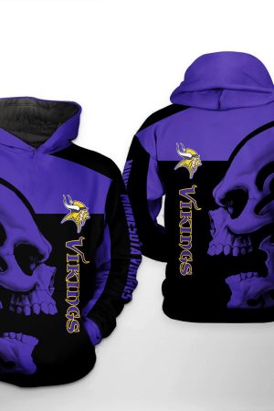 NFL Minnesota Vikings NFL Skull Hoodie Genxprint