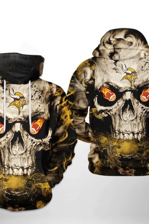 NFL Minnesota Vikings NFL Skull Team Hoodie Genxprint