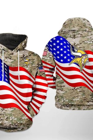 NFL Minnesota Vikings NFL US Flag Camo Veteran Team Hoodie Genxprint