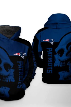 NFL New England Patriots NFL Skull Hoodie Genxprint