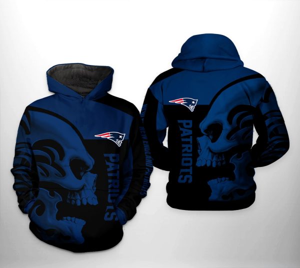 NFL New England Patriots NFL Skull Hoodie Genxprint