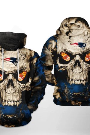 NFL New England Patriots NFL Skull Team Hoodie Genxprint