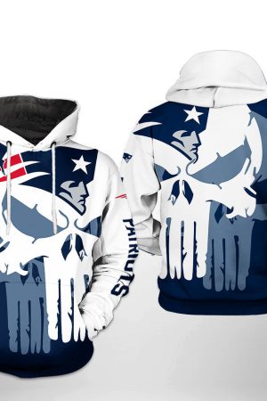 NFL New England Patriots NFL Team Skull Hoodie Genxprint