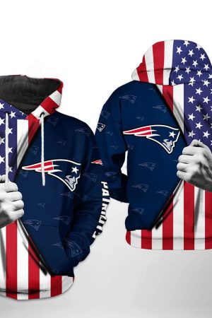 NFL New England Patriots NFL US Flag Team Hoodie Genxprint