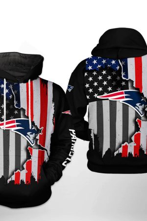 NFL New England Patriots NFL US Flag Team Hoodie Genxprint