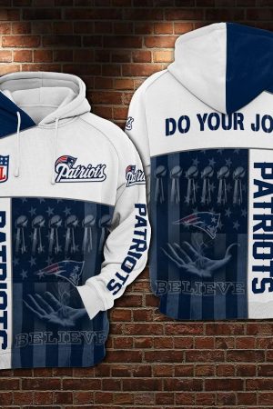 NFL New England Patriots Nfl Football Hand Believe Hoodie Genxprint