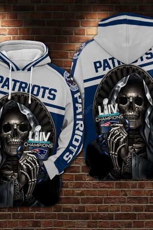 NFL New England Patriots Nfl Football Skull Death Hoodie Genxprint
